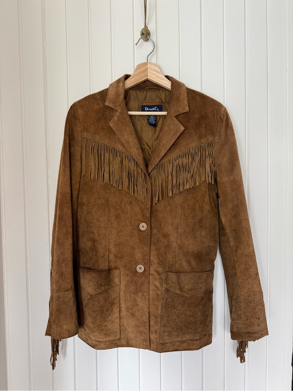 Vintage Denim & Co. Brown Suede Fringe Jacket